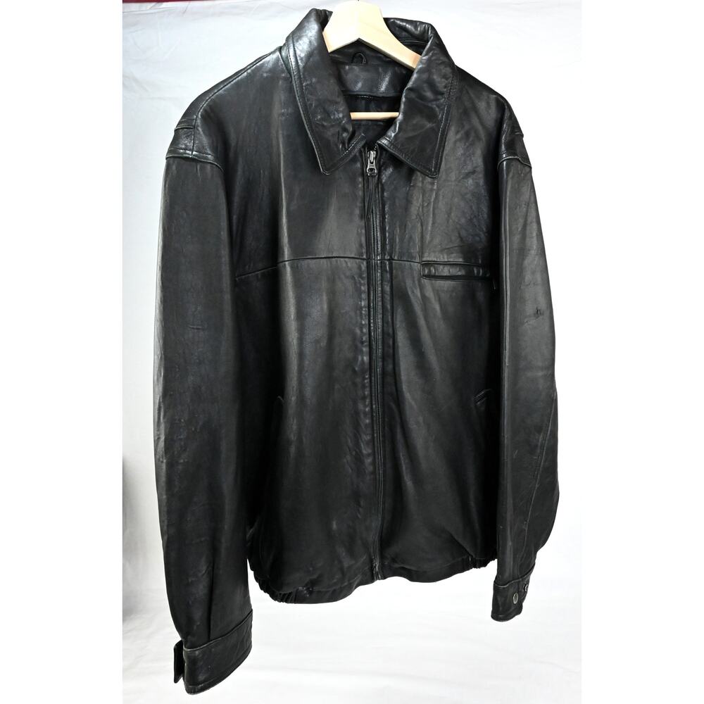 Vintage American Classics Men's Black Leather Bomber Jacket 640629 XL